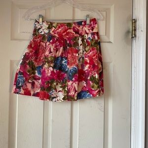Pink floral print skirt
